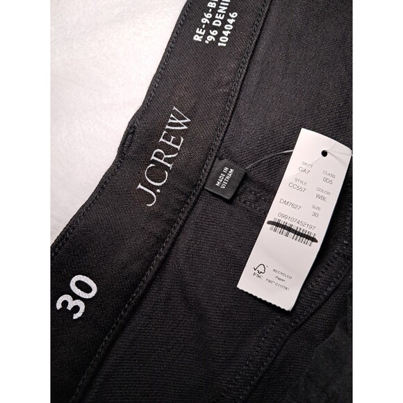 J. Crew Denim Trouser In 1996 Semi-Stretch Black Wide Leg CC557 $158 Size 30 NWT - Picture 4 of 12
